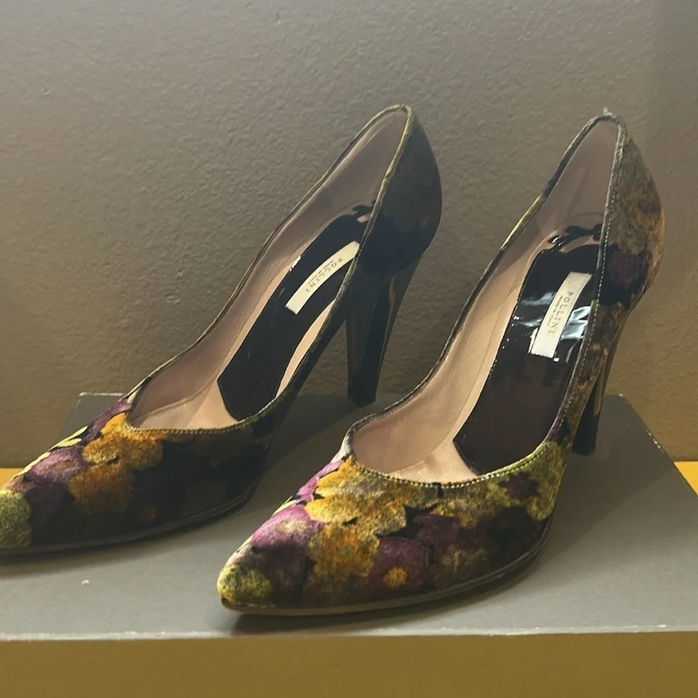 Pollini Italian Floral Heels Size 39 1/2 Floral